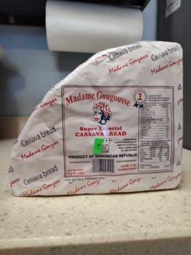 This is a package of Cassava Bread from the Dominican Republic. The label doesn't show the ingredients or the calorie content. It slipped through to the USA and was gifted to me. I researched and it has the allergen Eggs in the ingredients.